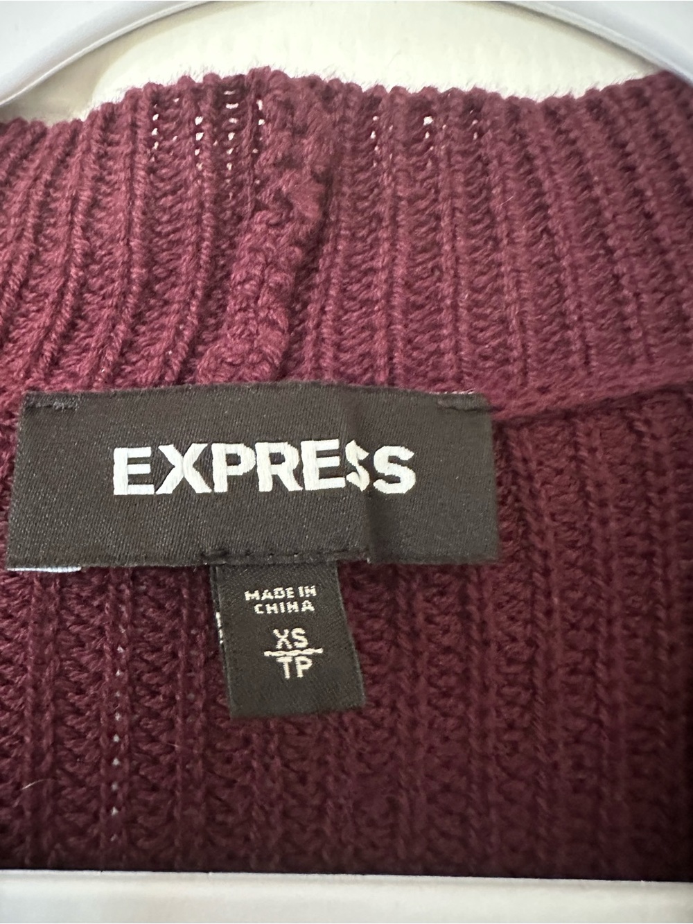 Express Cold Shoulder Ruffle Sweater Pullover Maroon - Picture 5 of 7